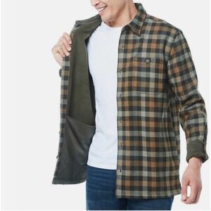 Men's Ho-Tec Fleece Lined Shirt Jacket siz SM NWT Olive Plaid